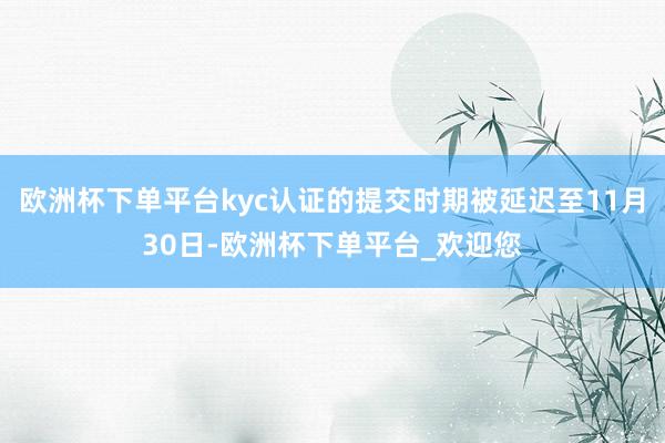 欧洲杯下单平台kyc认证的提交时期被延迟至11月30日-欧洲杯下单平台_欢迎您