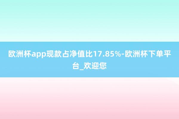 欧洲杯app现款占净值比17.85%-欧洲杯下单平台_欢迎您