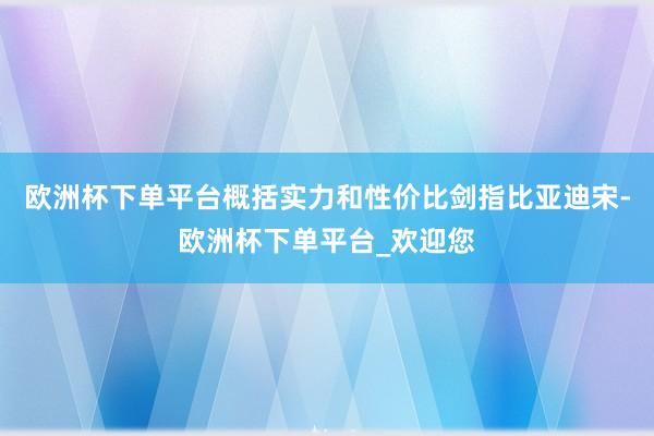 欧洲杯下单平台概括实力和性价比剑指比亚迪宋-欧洲杯下单平台_欢迎您