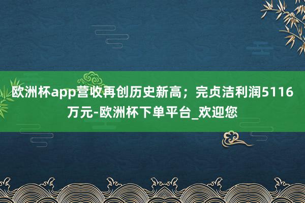 欧洲杯app营收再创历史新高；完贞洁利润5116万元-欧洲杯下单平台_欢迎您