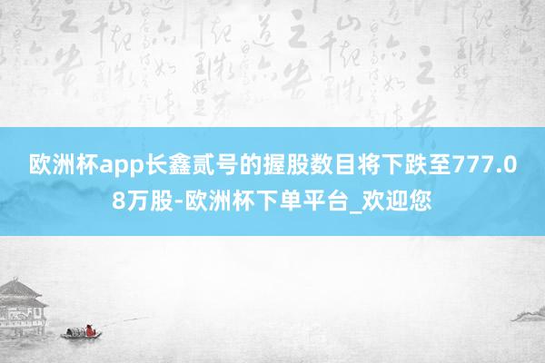 欧洲杯app长鑫贰号的握股数目将下跌至777.08万股-欧洲杯下单平台_欢迎您